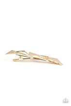 Load image into Gallery viewer, Know All The TRIANGLES - Gold Alligator Hair Clip #505
