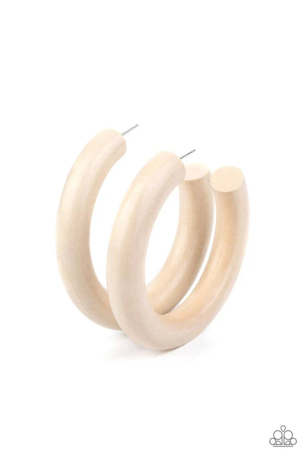 I WOOD Walk 500 Miles - White Earring #1293