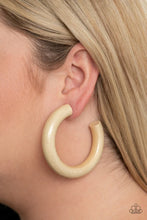 Load image into Gallery viewer, I WOOD Walk 500 Miles - White Earring #1293
