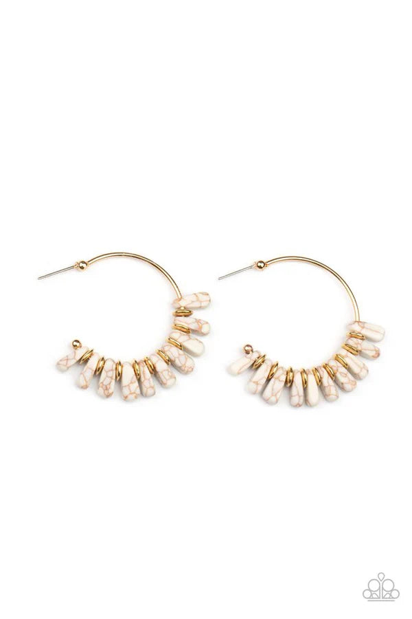 Poshly Primitive - White Hoop Earring #1310