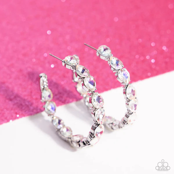 Presidential Pizzazz - White Hoop Earrings #1311