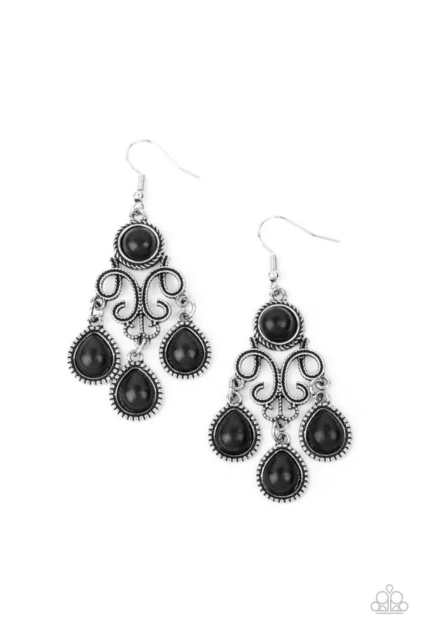 Canyon Chandelier - Black Earrings #1382