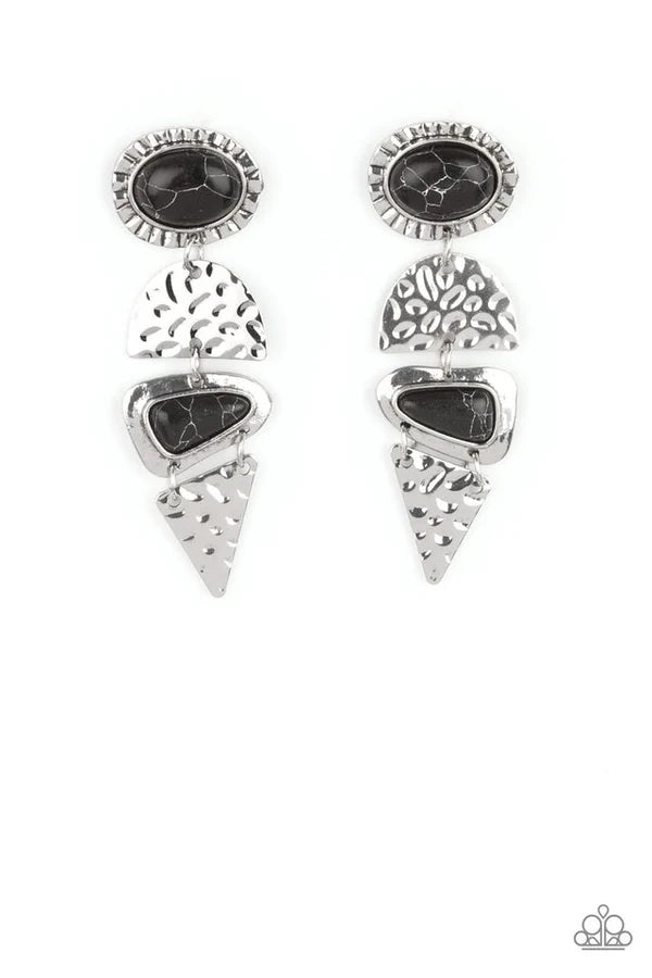 Earthy Extravagance - Black Post Earring #1389