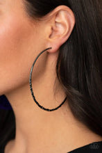 Load image into Gallery viewer, Embellished Edge - Black Hoop Earring #1391
