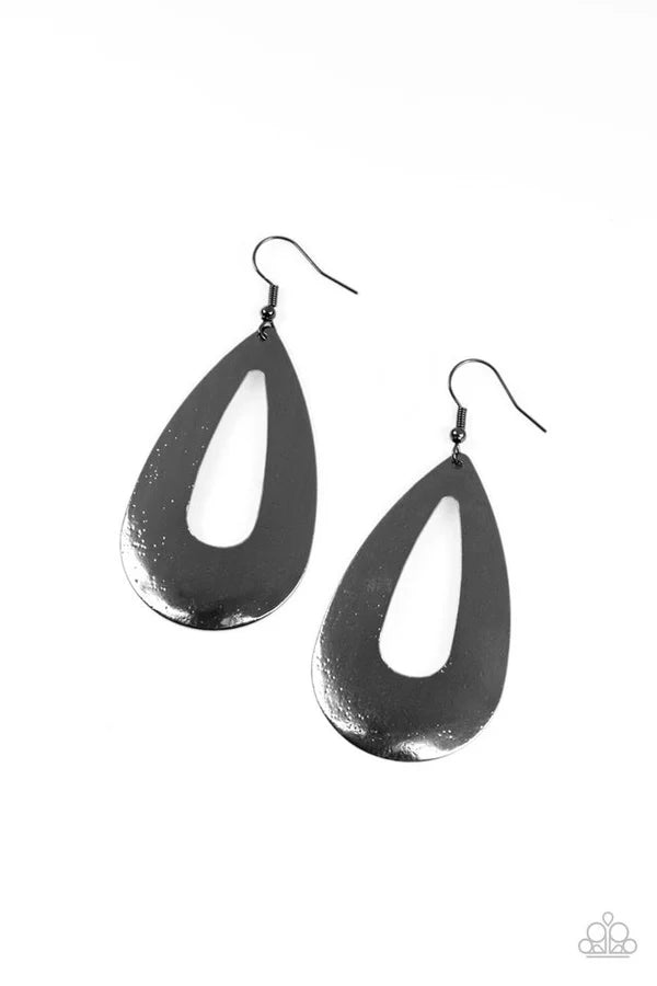 Hand It Oval! - Black Earring #1403