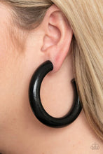 Load image into Gallery viewer, I WOOD Walk 500 Miles - Black Hoop Earring #1405
