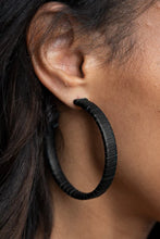 Load image into Gallery viewer, Leather-Clad Legend - Black Hoop Earring #1411
