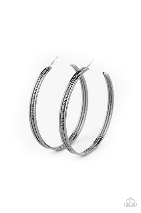 Midtown Marvel - Black Hoop Earrings #1418