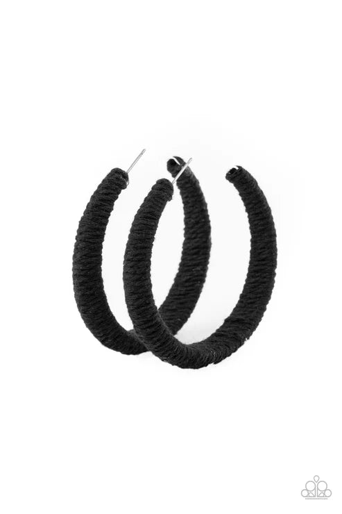 TWINE and Dine - Black Hoop Earring #1431