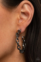 Load image into Gallery viewer, Stronger Together - Black Hoop Earring #1438
