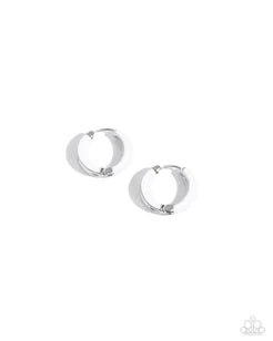 Pivoting Paint - White Hoops-Hinge Earrings #5108