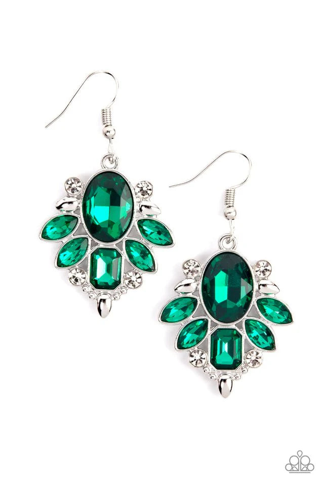 Glitzy Go-Getter - Green Earring #836