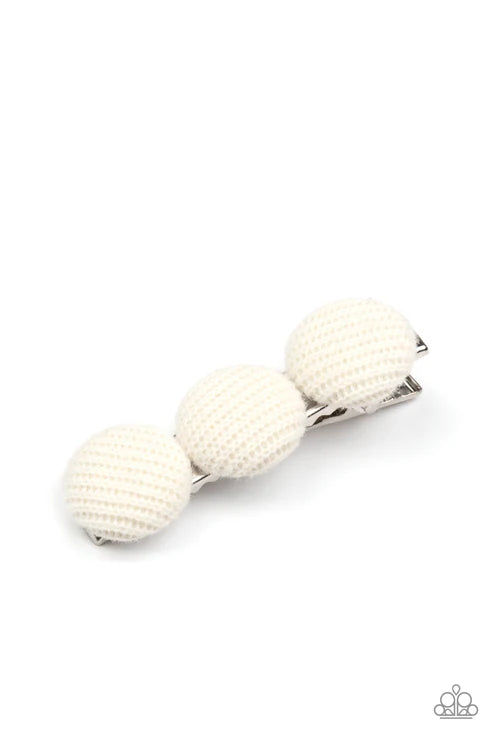 Cute as a Button - White Hair Clip #508