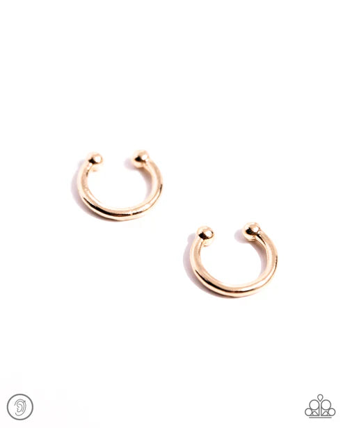 Barbell Beauty - Gold Cuff Earrings #5231