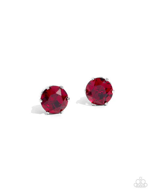 January Breathtaking Birthstone - Red Post Earring #5269