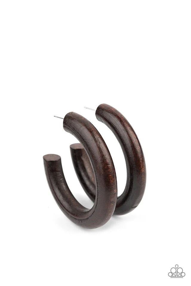 Woodsy Wonder - Brown Hoop Earring #631