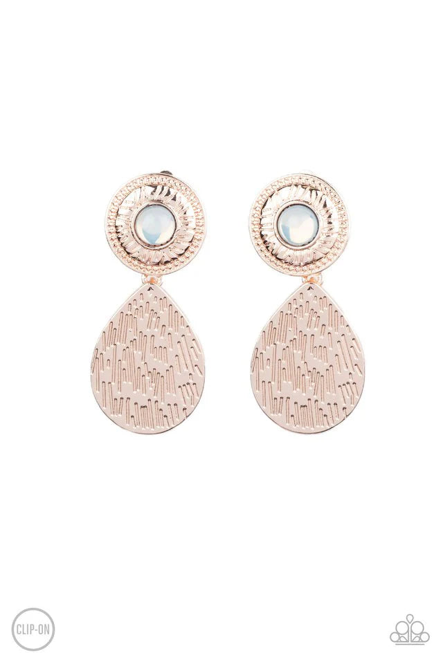 Emblazoned Edge - Rose Gold Clip On Earring #715