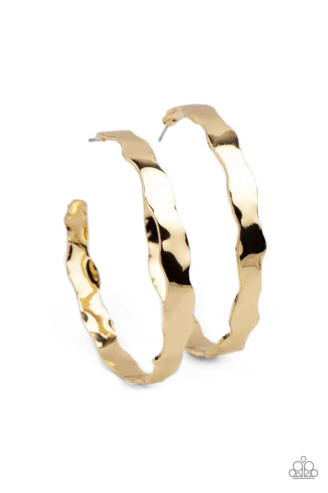 Exhilarated Edge - Gold Hoop Earrings #717