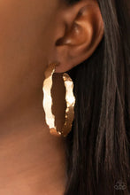 Load image into Gallery viewer, Exhilarated Edge - Gold Hoop Earrings #717
