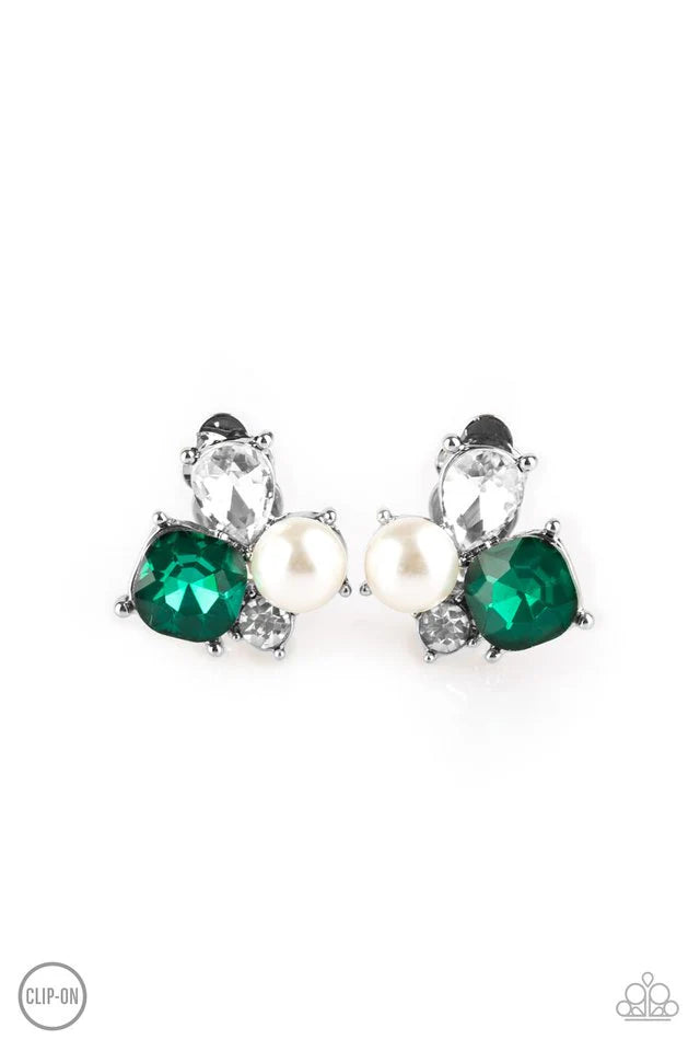 Highly High-Class - Green Clip-On Earring #840