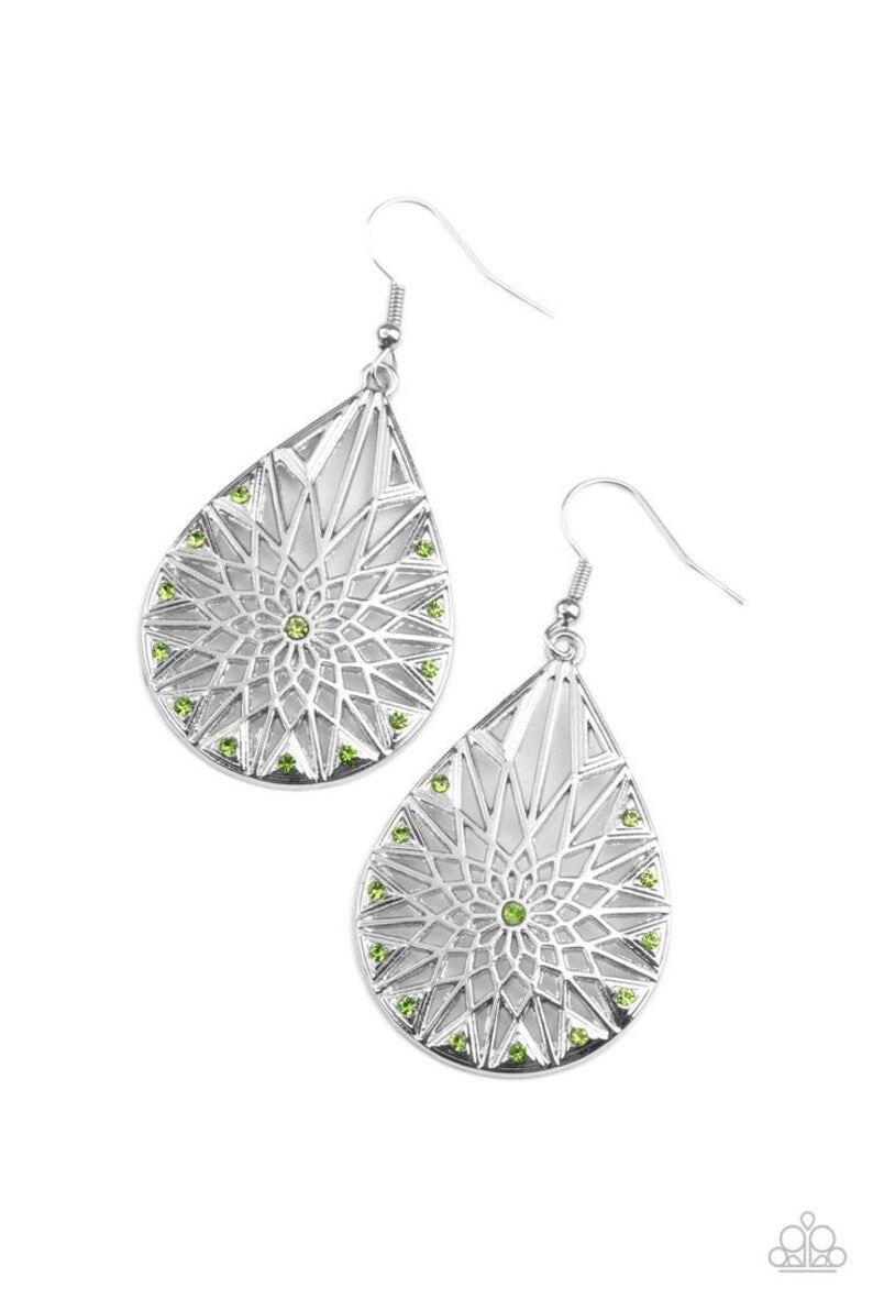 Icy Mosaic - Green Earrings #842