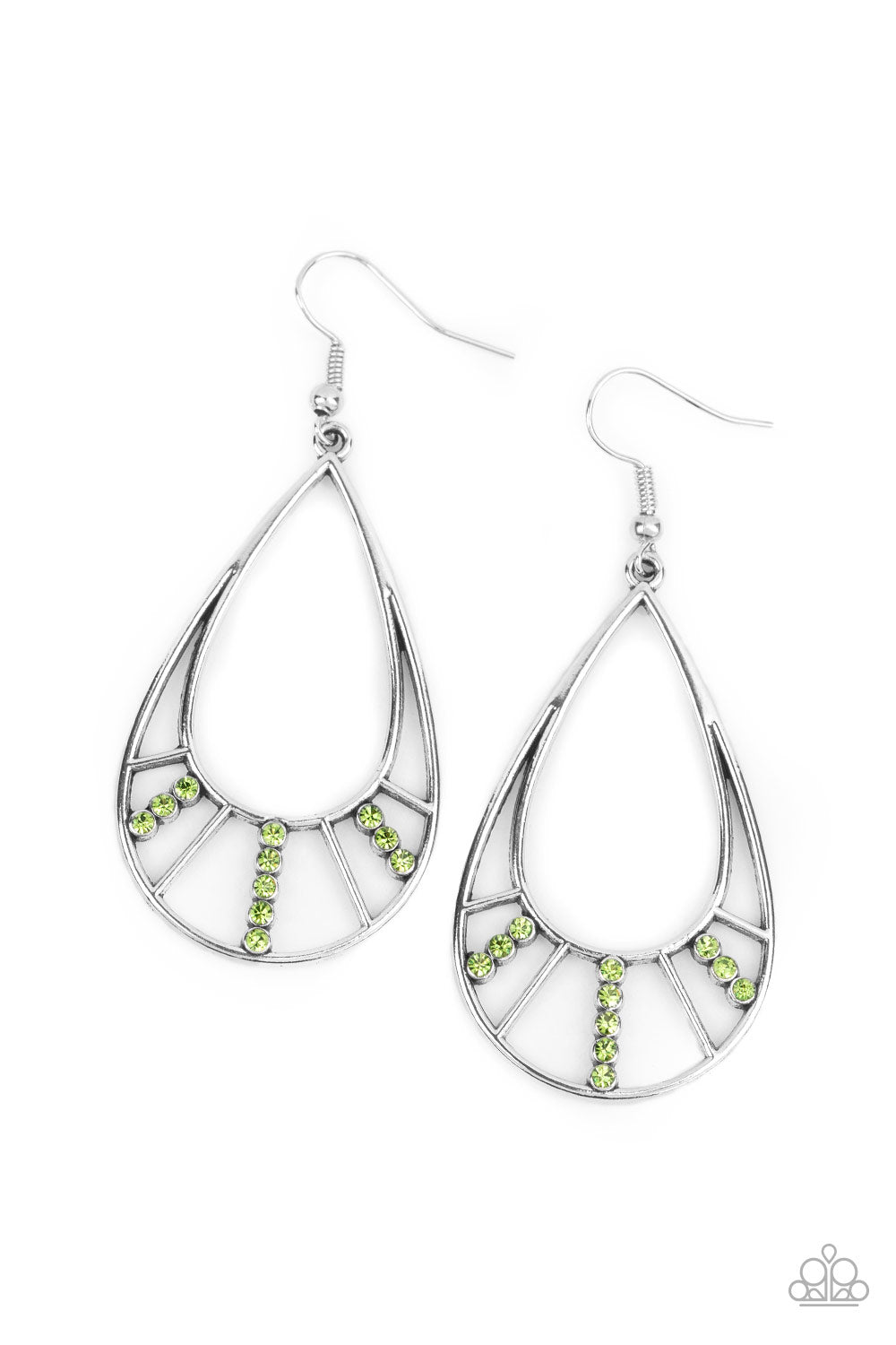 Line Crossing Sparkle - Green Earring #843