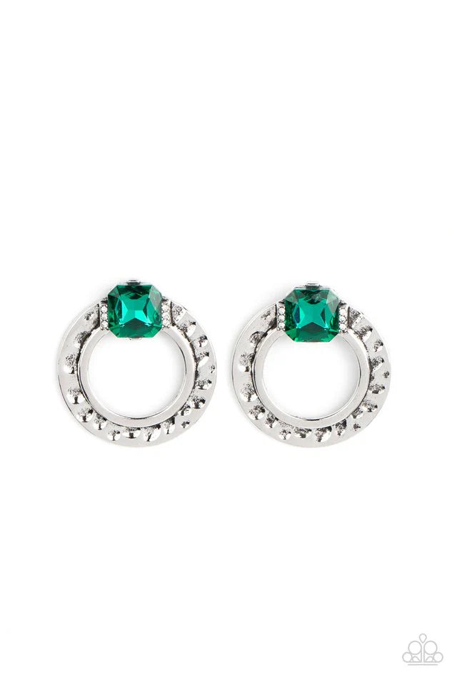 Smoldering Scintillation - Green Post Earring #854