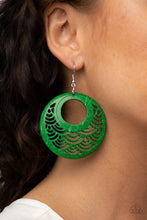 Load image into Gallery viewer, Tropical Canopy - Wood Green Earring #859
