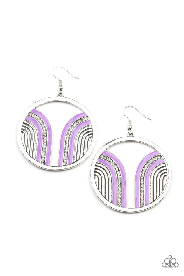 Delightfully Deco - Purple Earring #955