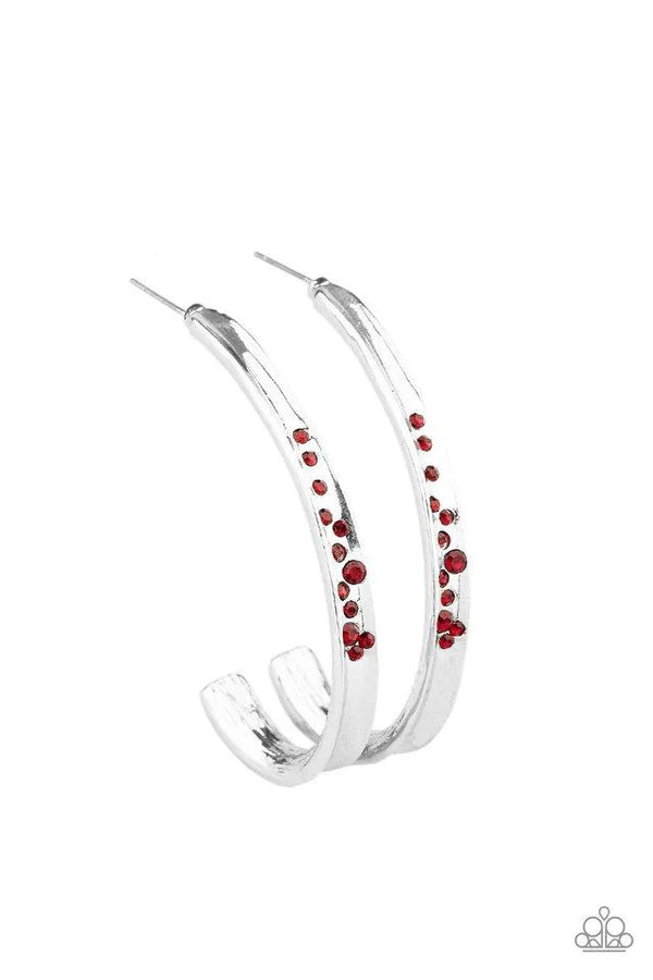 Completely Hooked - Red Hoop Earring #1008