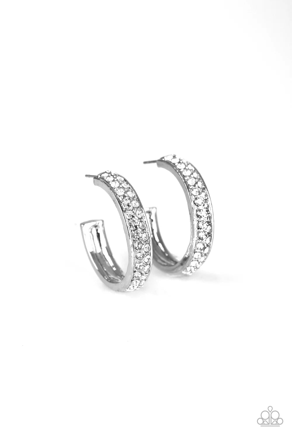 Cash Flow - White Hoop Earrings #1268